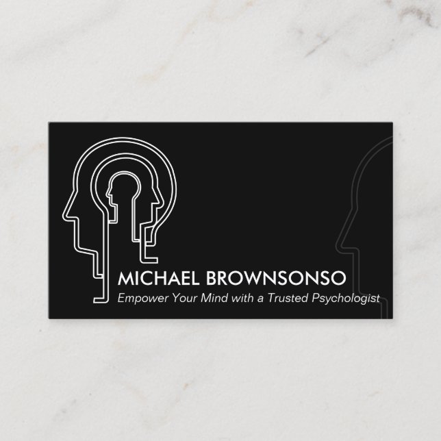 Interlocking Head Silhouette Design Business Card (Front)