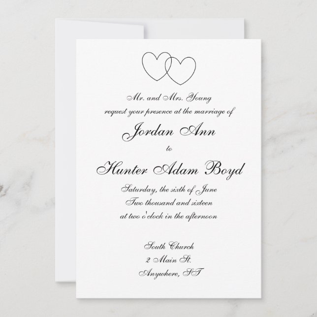 "Interlocking Hearts" Invitations (Front)