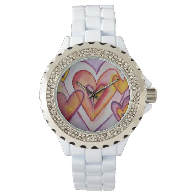 Interlocking Love Hearts Colourful Custom Watch (Front)