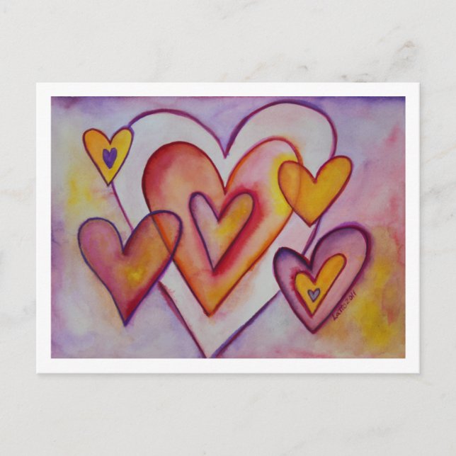 Interlocking Love Hearts Custom Art Postcards (Front)