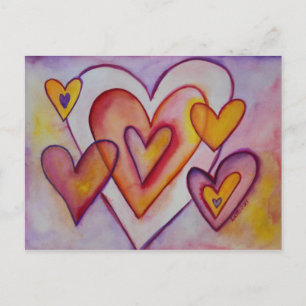 Interlocking Love Hearts Custom Art Postcards