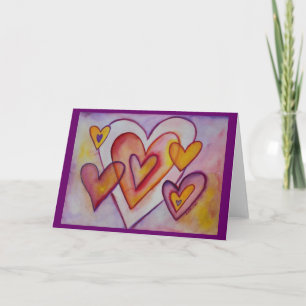 Interlocking Love Hearts Custom Greeting Cards