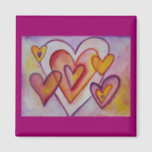 Interlocking Love Hearts Custom Magnets<br><div class="desc">Watercolor painting of hearts interlocking with each other like love from life relationships. The colours are a soft lavender purple, pinks, red, yellows, and gold. This image is meant is a tribute to all those we love in our life. The interlocking love heart connections hold us together in joy and...</div>