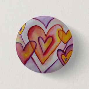 Interlocking Love Hearts Custom Pin Buttons