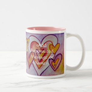 Interlocking Love Hearts Personalized Custom Mugs