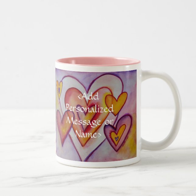 Interlocking Love Hearts Personalized Custom Mugs (Right)