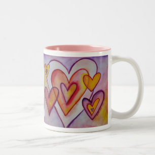 Interlocking Love Hearts Personalized Custom Mugs