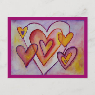 Interlocking Love Hearts Personalized Postcards