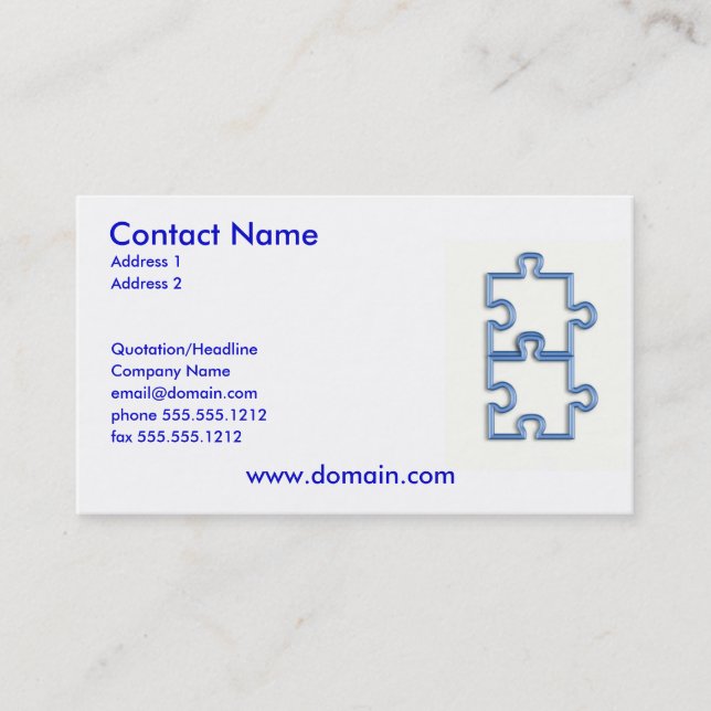 Interlocking Puzzle Pieces Business Card (Front)