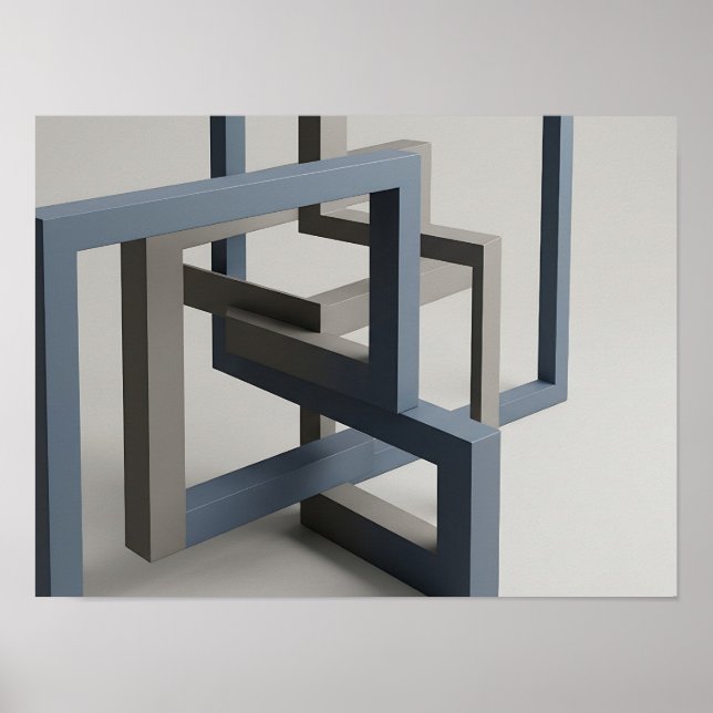 Interlocking Rectangular Frames Optical Geometric  Poster (Front)