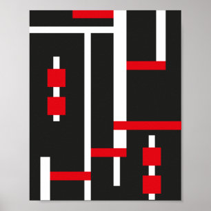 Interlocking Red & White stripes Poster