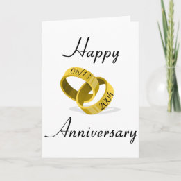 Interlocking Rings - Engraved custom Wedding Date Card