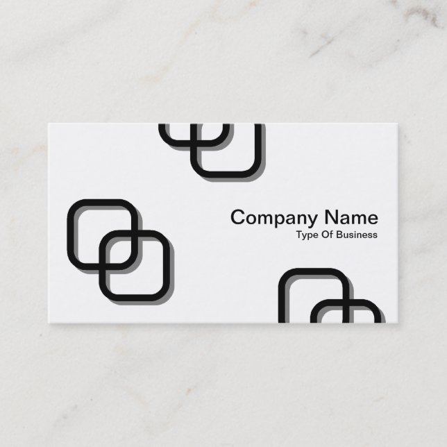 Interlocking Squares 3d - Black on White Business Card (Front)