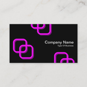 Interlocking Squares 3d - Magenta on Black Business Card