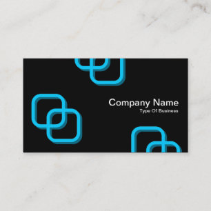 Interlocking Squares 3d - Sky Blue on Black Business Card