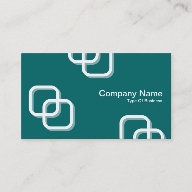 Interlocking Squares 3d - White on Moss Green Business Card (Front)