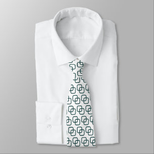Interlocking Squares - Dark Green on White Tie