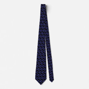 Interlocking Squares - Electric Blue on Black Tie