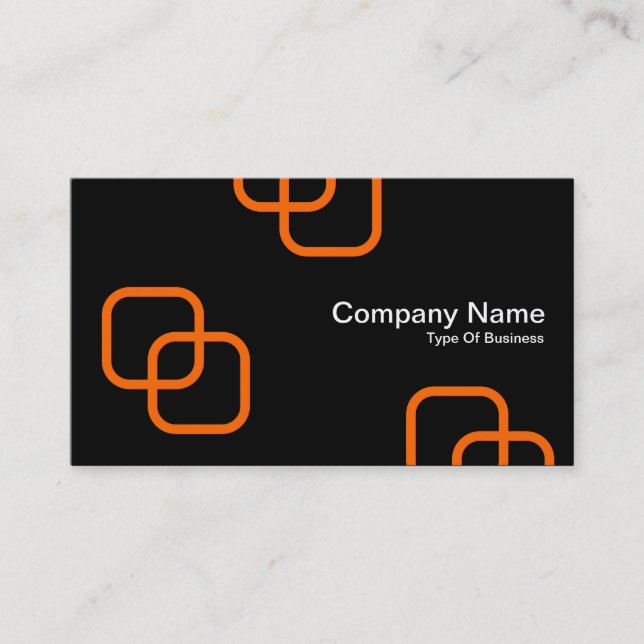 Interlocking Squares - Orange on Black Business Card (Front)
