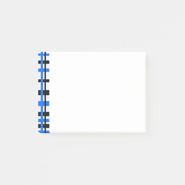 Interlocking Stripes Black White Blue Post-it Notes (Front)