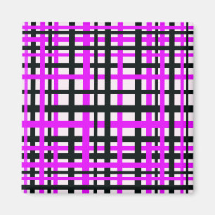Interlocking Stripes Black White Pink Magnet
