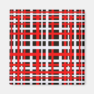 Interlocking Stripes Black White Red Magnet