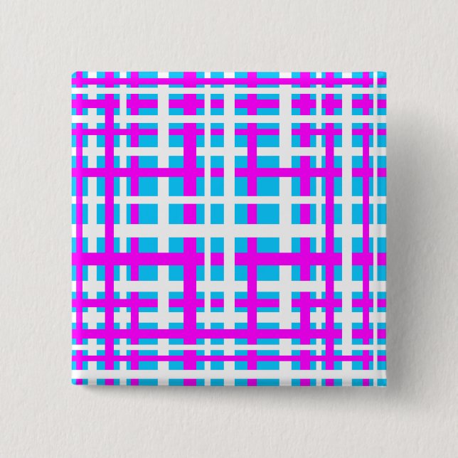 Interlocking Stripes White Pink Light Blue 2 Inch Square Button (Front)