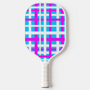 Interlocking Stripes White Pink Light Blue Pickleball Paddle