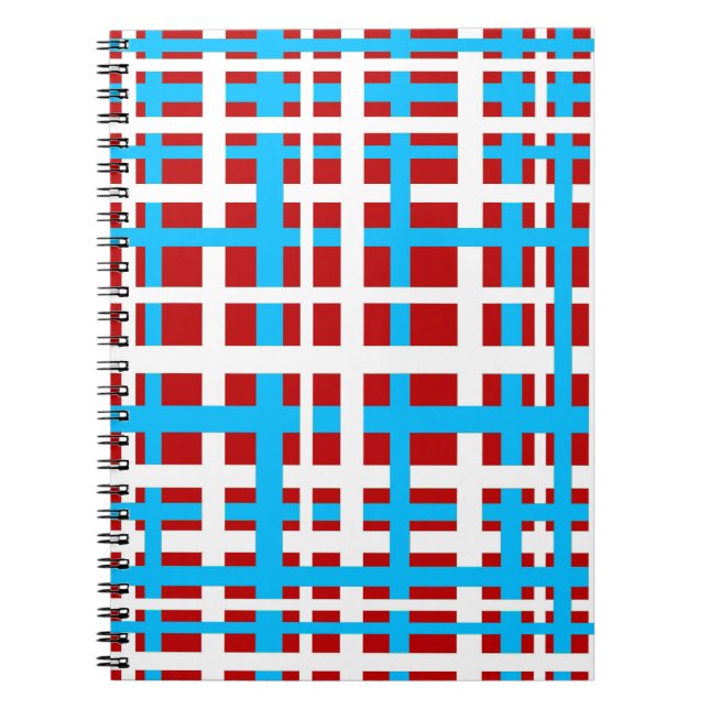 Interlocking Stripes White Red Light Blue Notebook (Front)