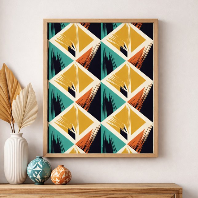 Interlocking Triangles with Brush Stroke Accents Poster (Creator Uploaded)