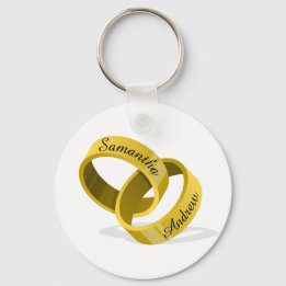 Interlocking Wedding Rings - Engraved custom Names Keychain