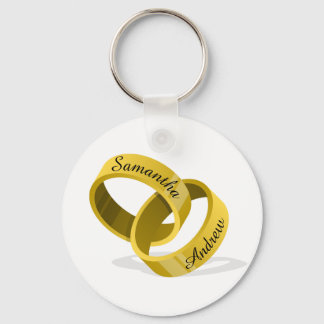 Interlocking Wedding Rings - Engraved custom Names Keychain