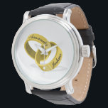 Interlocking Wedding Rings - Engraved custom Names Watch<br><div class="desc">Lovely & thoughtful gift idea,  for your spouse's birthday or the upcoming anniversary</div>