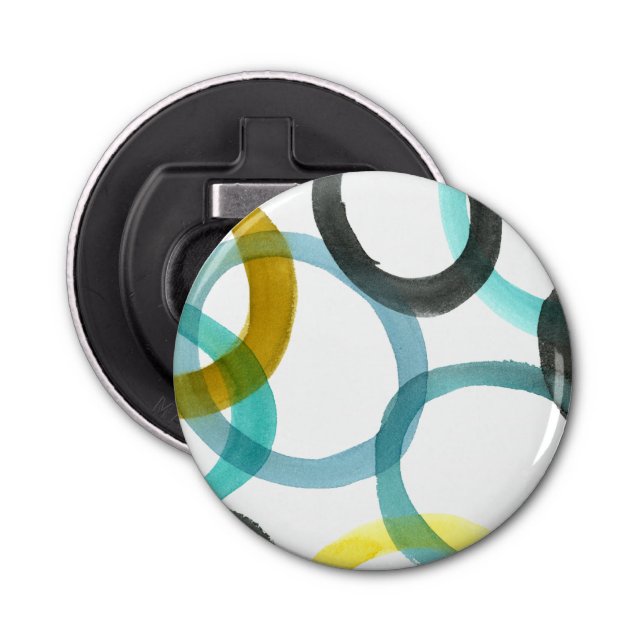 Interlocking Yellow & Blue Circles Bottle Opener (Front)