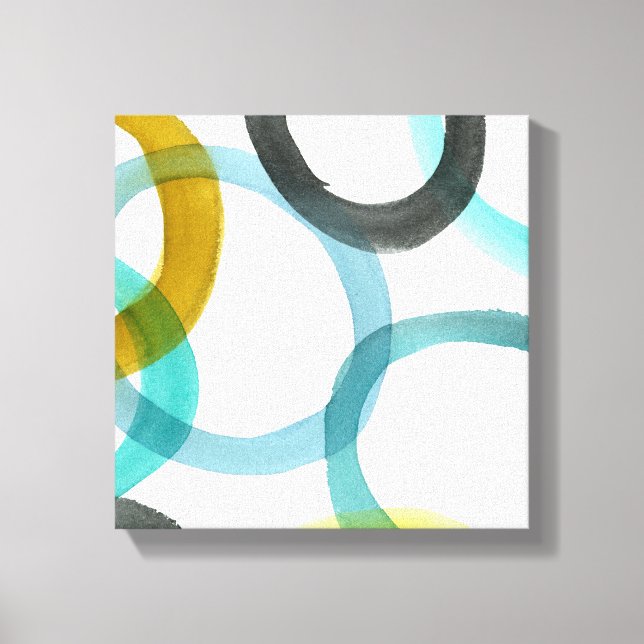 Interlocking Yellow & Blue Circles Canvas Print (Front)