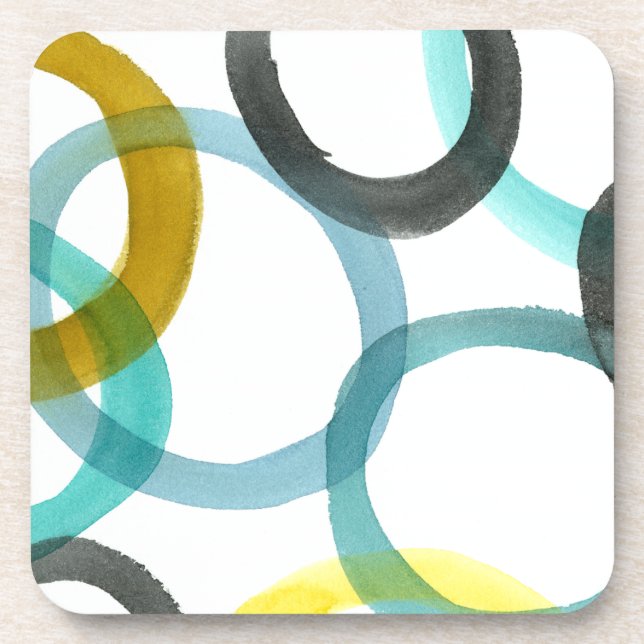 Interlocking Yellow & Blue Circles Coaster (Front)