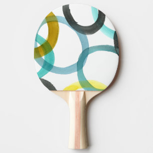 Interlocking Yellow & Blue Circles Ping Pong Paddle