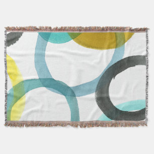 Interlocking Yellow & Blue Circles Throw Blanket