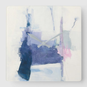 Interlude Abstract In Blue Square Wall Clock