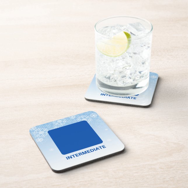 Intermediate Blue Square Ski Trail Sign Coaster (Right Side)