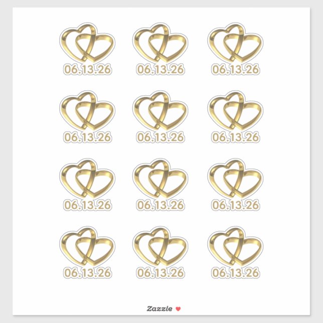 Intermingled Heart-Shaped Gold Wedding Rings (Sheet)