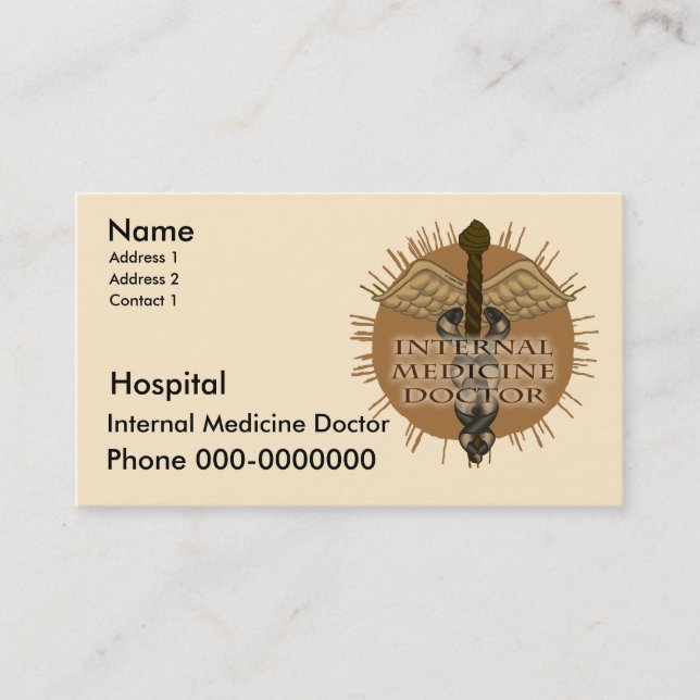 Internal Medicine Doctor Caduceus Appointment Card (Front)