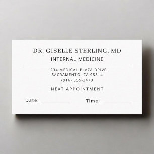 Internal Medicine Doctor Office Appointment Card