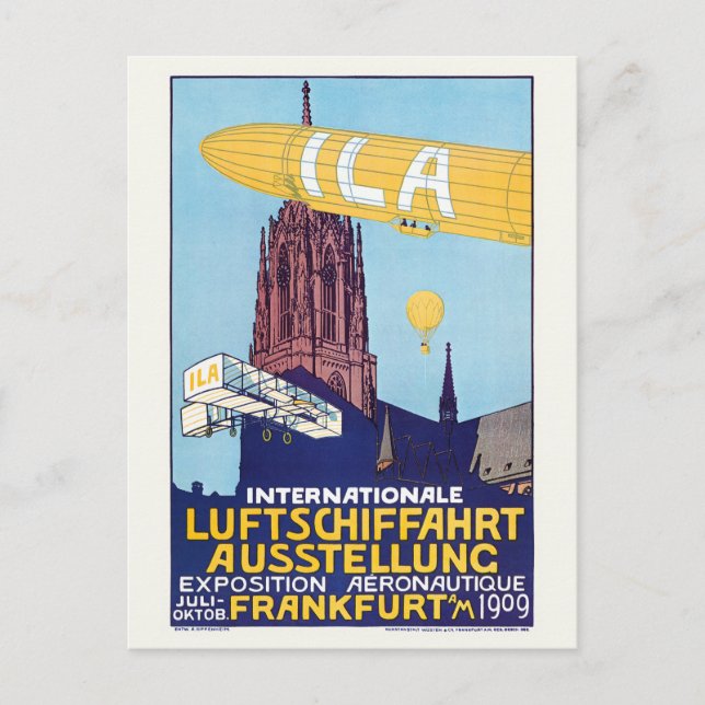 International Aeronautics Exhibition 1909 Poster Postcard (Front)