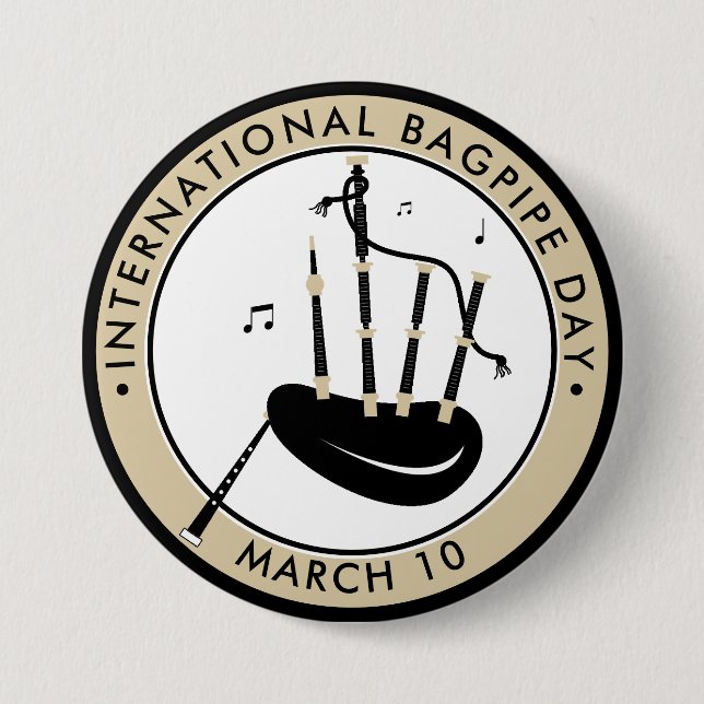International Bagpipe Day 3 Inch Round Button (Front)