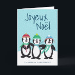 International Carte de Noël Card<br><div class="desc">Send Christmas cheer with this adorable card, featuring hand painted penguins by Orabella Prints. All text can be customized!</div>