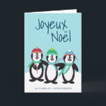 International Carte de Noël Card<br><div class="desc">Send Christmas cheer with this adorable card,  featuring hand painted penguins by Orabella Prints.  All text can be customized!</div>