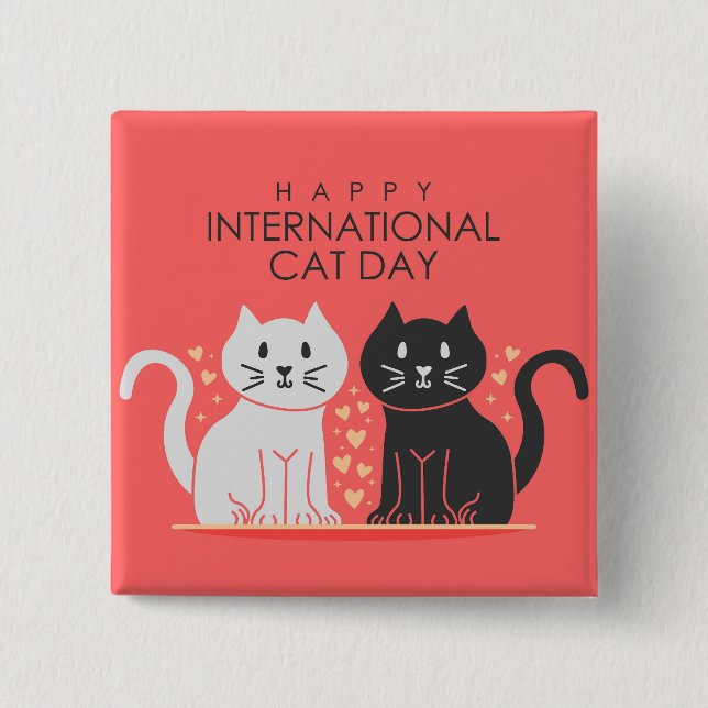 International Cat Day  2 Inch Square Button (Front)