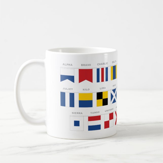 International Code of Signals Alphabet - Alpha Coffee Mug (Left)