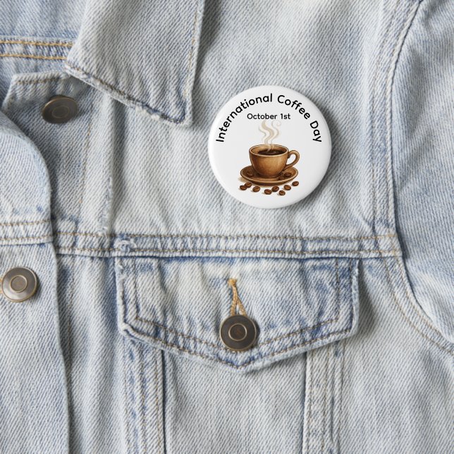 International Coffee Day Celebration 2 Inch Round Button (In Situ)